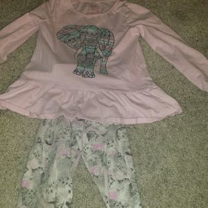 2 piece pink girl's pant-set in soft cotton size 7
